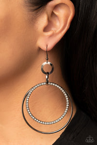 Haute Hysteria - Black & Rhinestone Hoop Earrings - Sabrinas Bling Collection