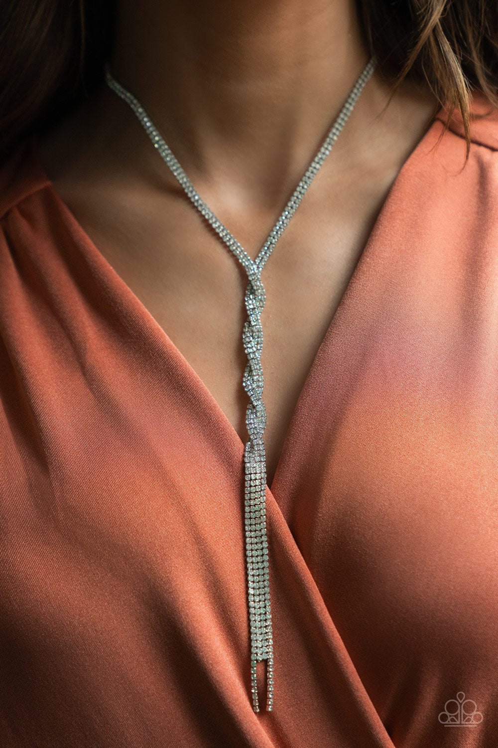 Impressively Icy - White Rhinestone Necklace - March 2022 Life Of The Party - Sabrina's Bling Collection