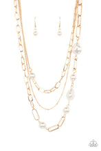 Load image into Gallery viewer, Modern Innovation - Gold &amp; White Pearl Necklace - Sabrina&#39;s Bling Collection