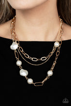 Load image into Gallery viewer, Modern Innovation - Gold &amp; White Pearl Necklace - Sabrina&#39;s Bling Collection