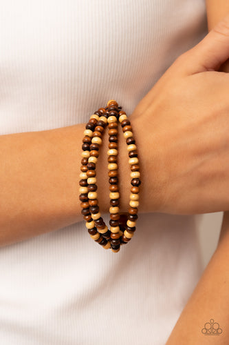 Oceania Oasis - Brown Wood Bracelet - Sabrina's Bling Collection