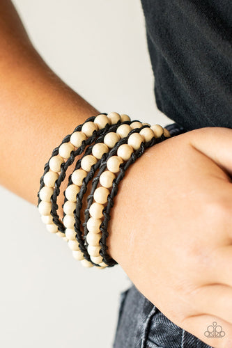 Pine Paradise - White Wood & Leather Bracelet - Sabrina's Bling Collection