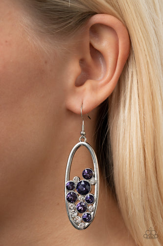 Prismatic Poker Face - Purple Rhinestone Earrings - Sabrina's Bling Collection