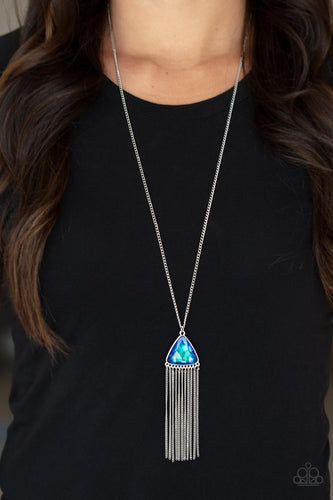 Proudly Prismatic - Blue Oil Spill Necklace - Sabrina's Bling Collection