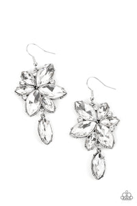 Radiant Retrospection - White Rhinestone Earrings - Sabrina's Bling Collection