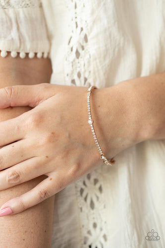 Upgraded Glamour - Gold & White Rhinestone Bracelet - Sabrina's Bling Collection