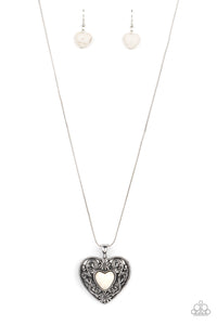 Wholeheartedly Whimsical - White Stone Heart Necklace - Sabrinas Bling Collection