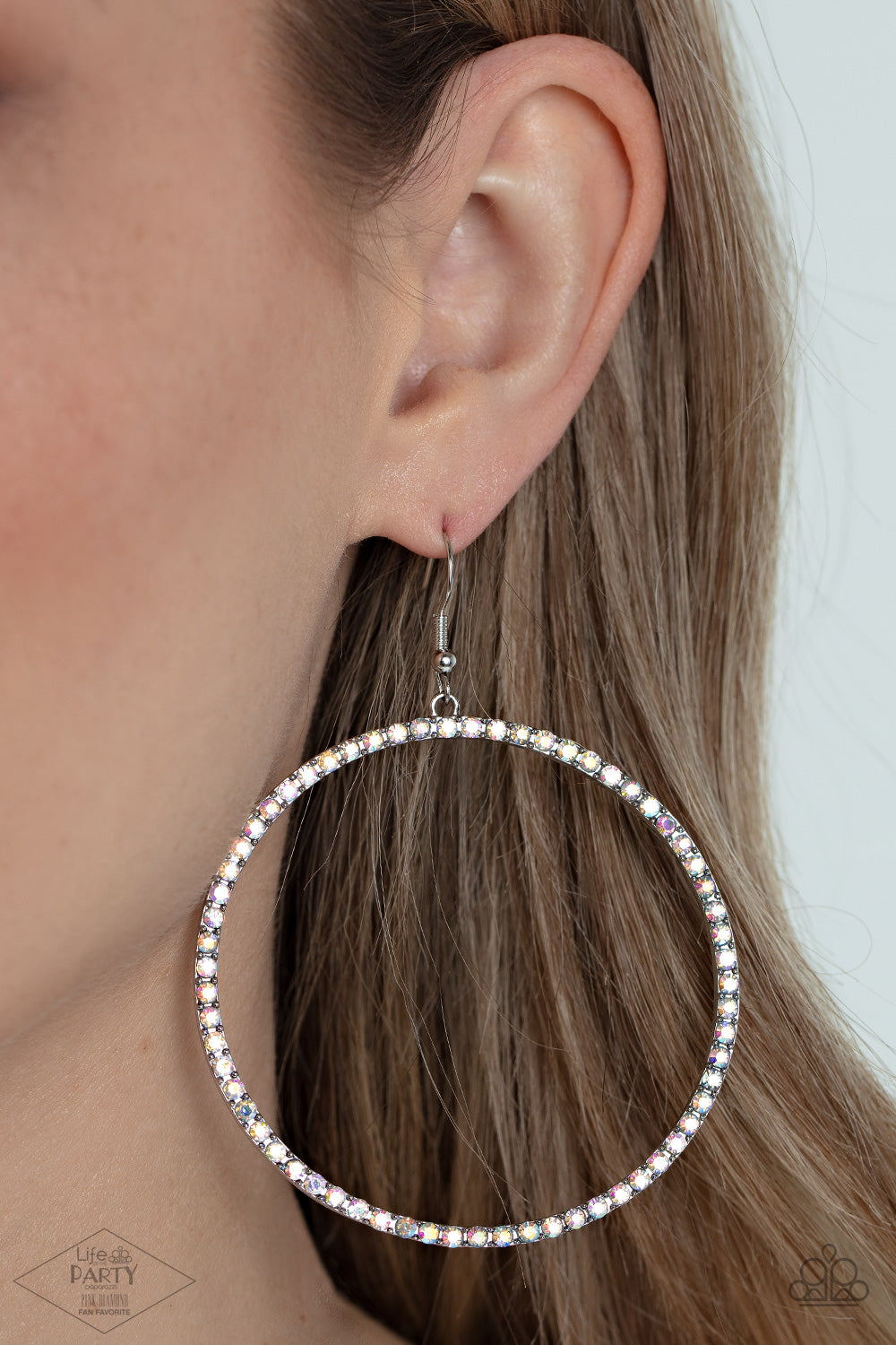 Wide Curves Ahead - Multi Iridescent Hoop Earrings - Sabrinas Bling Collection