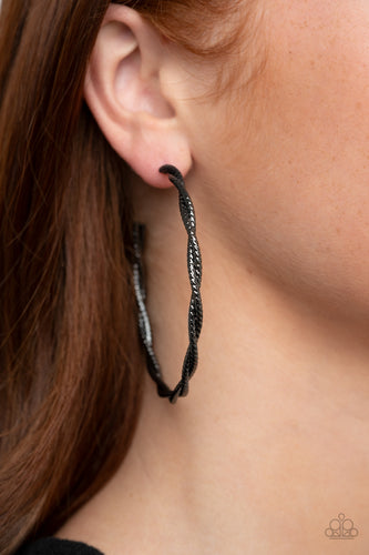 Totally Throttled - Black Earring Paparazzi Accessories - Sabrina's Bling Collection