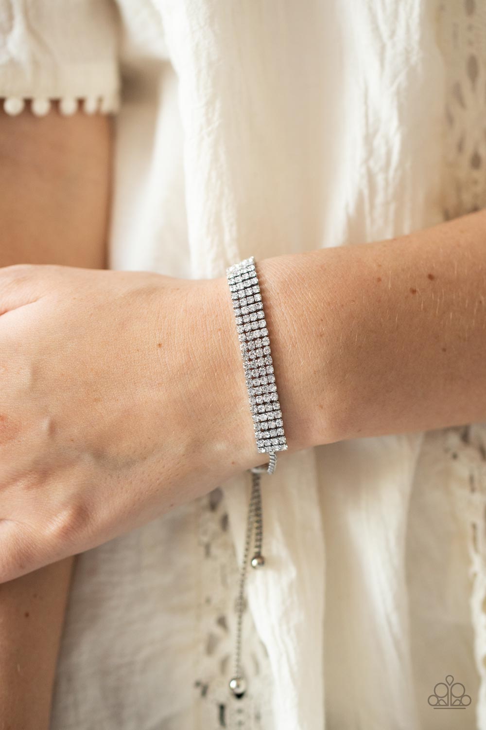 A DIAMOND a Dozen - White Rhinestone Bracelet - Sabrina's Bling Collection
