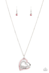 A Mothers Heart - Pink "Mom" Heart Necklace - Sabrina's Bling Collection