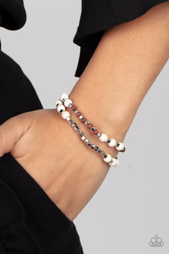 Backcountry Beauty - White Stone, Wood & Silver Bracelet - Sabrina's Bling Collection