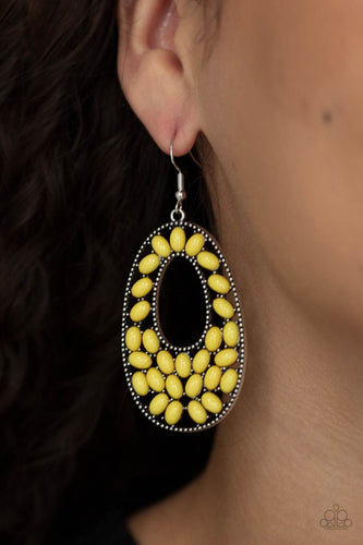 Beaded Shores - Yellow Earrings - Sabrina's Bling Collection