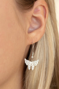 Bountiful Butterflies - White Rhinestone Necklace - Sabrina's Bling Collection