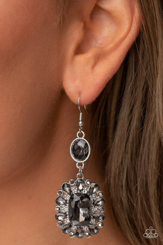 Capriciously Cosmopolitan - Silver Hematite Rhinestone Earrings - Sabrinas Bling Collection