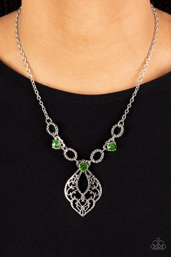 Contemporary Connections - Green Rhinestone Necklace - Sabrinas Bling Collection