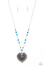 Load image into Gallery viewer, Doting Devotion - Blue Heart Necklace - Sabrina&#39;s Bling Collection