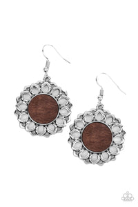 Farmhouse Fashionista - Brown Wood Flower Earrings - Sabrina's Bling Collection