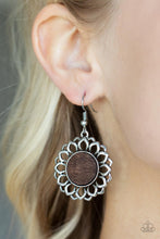 Load image into Gallery viewer, Farmhouse Fashionista - Brown Wood Flower Earrings - Sabrina&#39;s Bling Collection