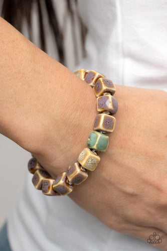 Glaze Craze - Purple, Ble & Brown Bracelet - Sabrina's Bling Collection
