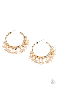 Happy Independence Day - Gold Star Hoop Earrings - Sabrina's Bling Collection