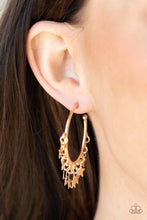 Load image into Gallery viewer, Happy Independence Day - Gold Star Hoop Earrings - Sabrina&#39;s Bling Collection