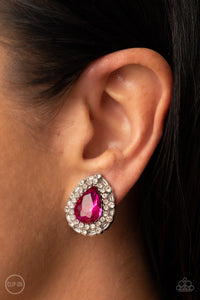 Haute Happy Hour - Pink Rhinestone Teardrop Earrings - Sabrina's Bling Collection
