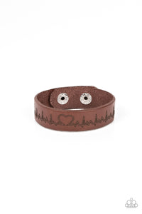 Haute Heartbeat - Brown Leather Heartbeat Bracelet - Sabrina's Bling Collection