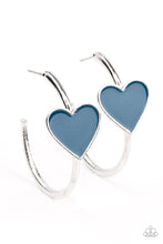 Load image into Gallery viewer, Kiss Up - Blue Heart Hoop Earrings - Sabrina&#39;s Bling Collection