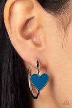 Load image into Gallery viewer, Kiss Up - Blue Heart Hoop Earrings - Sabrina&#39;s Bling Collection