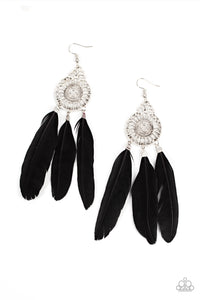Pretty in PLUMES - Black Feather Earrings - Sabrinas Bling Collection