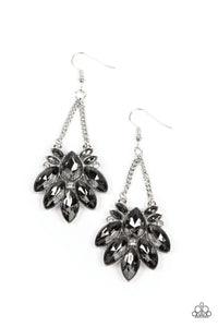 Prismatic Pageantry - Silver-Smoky Rhinestone Earrings - Sabrina's Bling Collection