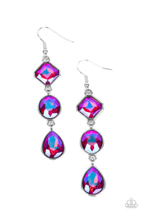 Reflective Rhinestones - Pink Iridescent Earrings - Sabrina's Bling Collection