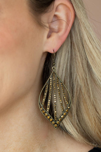 Showcase Sparkle - Brass Earrings - Sabrina's Bling Collection