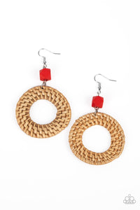 Wildly Wicker - Red Earrings - Sabrinas Bling Collection