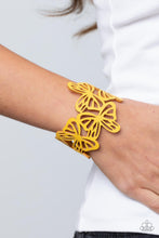 Load image into Gallery viewer, Butterfly Breeze - Yellow Leather Bracelet - Sabrina&#39;s Bling Collection