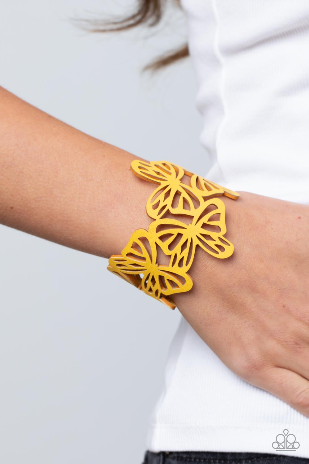 Butterfly Breeze - Yellow Leather Bracelet - Sabrina's Bling Collection
