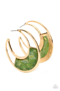 Contemporary Curves - Green Hoop Earrings - Sabrina's Bling Collection