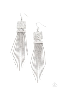 Dramatically Deco - White Rhinestone Earrings - Sabrinas Bling Collection