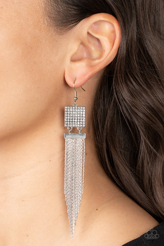 Dramatically Deco - White Rhinestone Earrings - Sabrinas Bling Collection