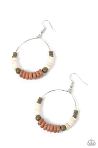 Earthy Esteem - Brown, White & Green Earrings - Sabrinas Bling Collection