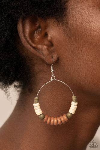 Earthy Esteem - Brown, White & Green Earrings - Sabrinas Bling Collection
