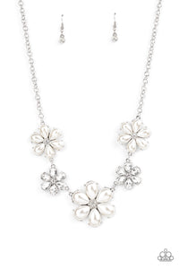 Fiercely Flowering - White Necklace - December 2021 Life Of The Party - Sabrina's Bling Collection