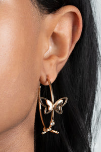Full Out Flutter - Gold Butterfly Earrings - Sabrina's Bling Collection