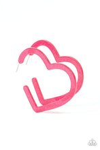 Load image into Gallery viewer, Heart-Throbbing Twinkle - Pink Heart Earrings - Sabrina&#39;s Bling Collection