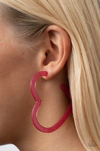 Load image into Gallery viewer, Heart-Throbbing Twinkle - Pink Heart Earrings - Sabrina&#39;s Bling Collection