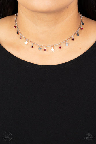 Little Lady Liberty - Red Rhinestone Necklace - Sabrina's Bling Collection