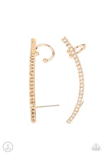 Load image into Gallery viewer, Sleekly Shimmering - Gold Ear Crawler Earrings - Sabrina&#39;s Bling Collection
