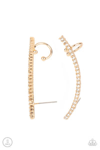 Sleekly Shimmering - Gold Ear Crawler Earrings - Sabrina's Bling Collection