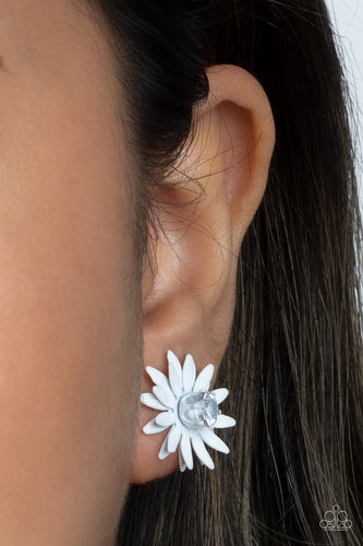 Sunshiny DAIS-y - White Earrings - Sabrina's Bling Collection